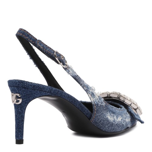 Blue Denim Slingback Pumps