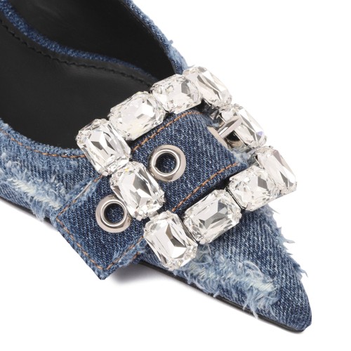 Blue Denim Slingback Pumps