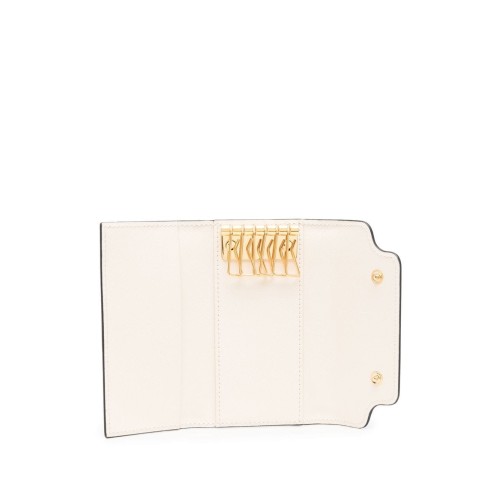 Aquamarine, Natural and Talc Leather Keyholder Wallet