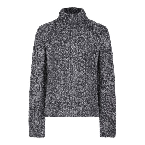 Black and Gray Chunky-Knit Jumper