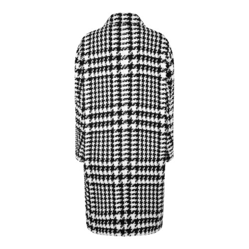 White and Black Oversize Houndstooth Coat 2