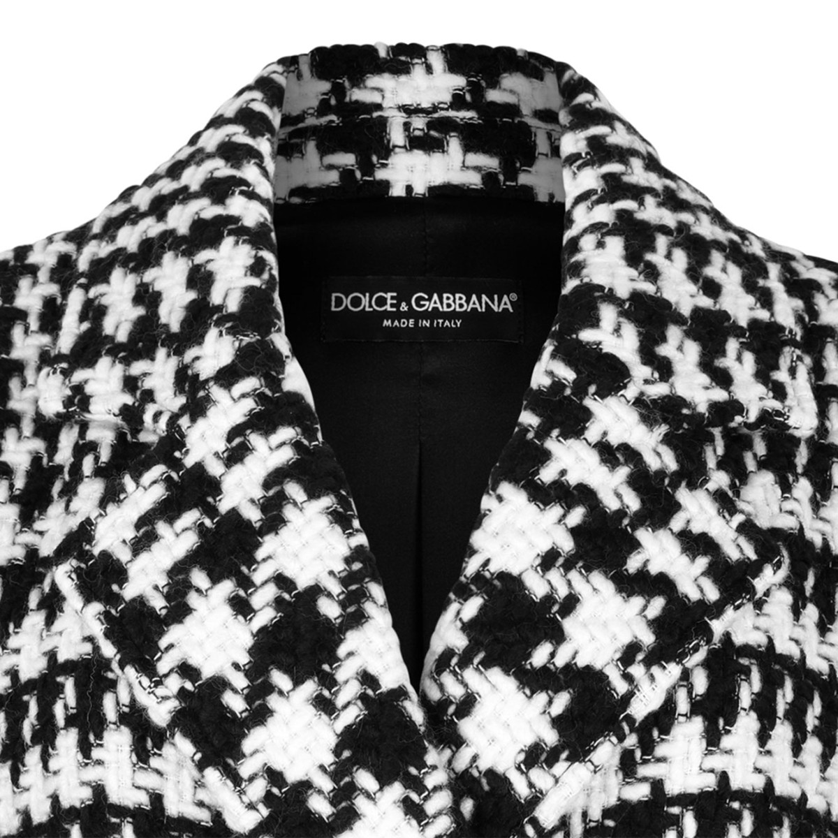White and Black Oversize Houndstooth Coat