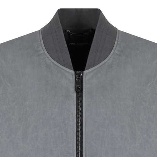 Gray Oversize Linen Bomber Jacket
