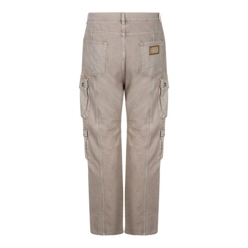 Beige Cotton Cargo Trousers 2
