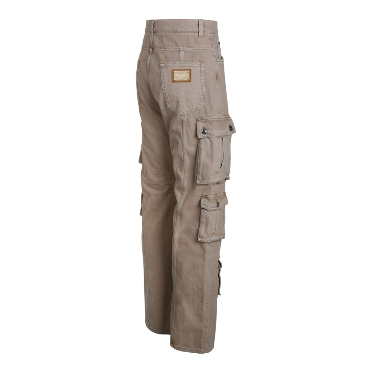 Beige Cotton Cargo Trousers