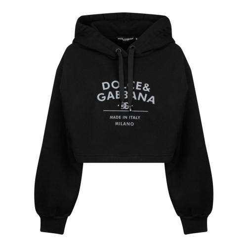 Black Logo Lettering Jersey Hoodie