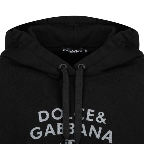 Black Logo Lettering Jersey Hoodie