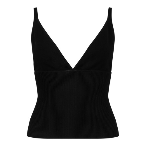 Black Viscose-Knit Vest Top
