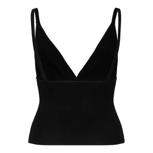 Black Viscose-Knit Vest Top