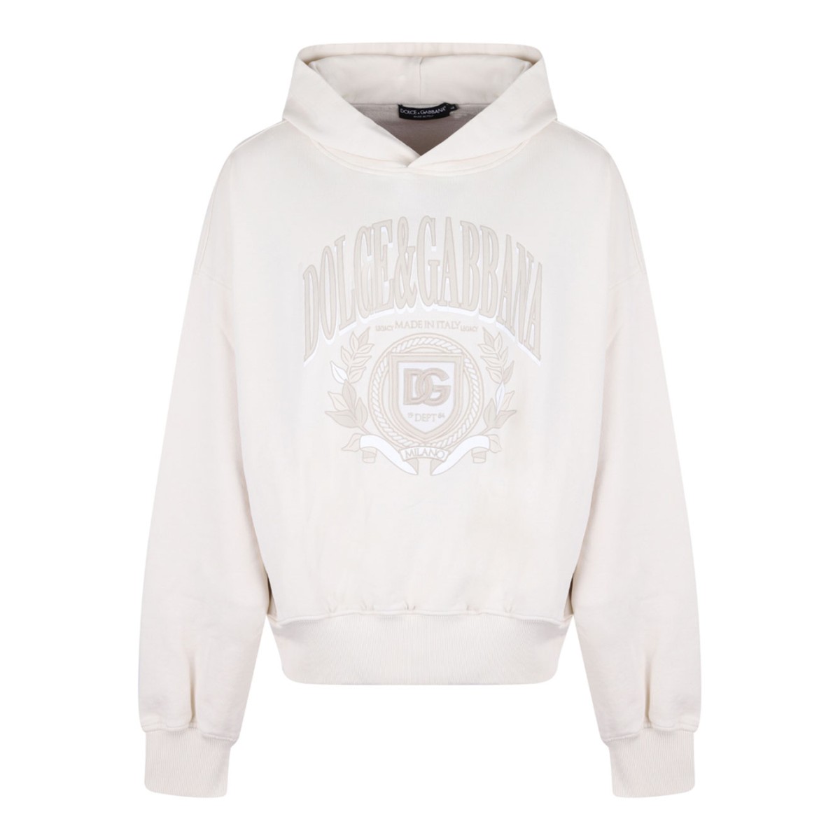 Cream White Logo Print Hoodie