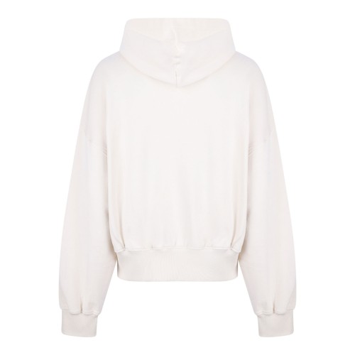 Cream White Logo Print Hoodie