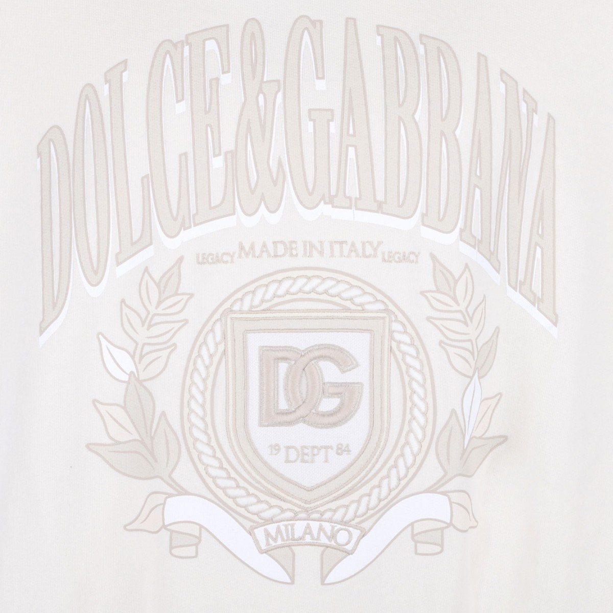 Cream White Logo Print Hoodie