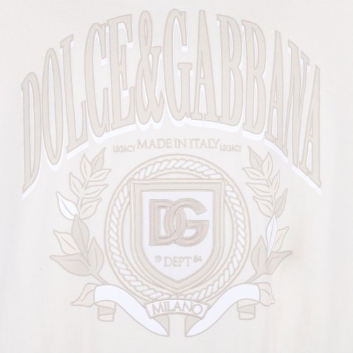 Cream White Logo Print Hoodie