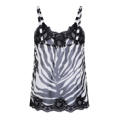 Black Top In Zebra-Print Stretch Silk Chiffon 2