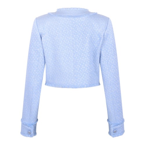 Light Blue Short Raschel Wool Tweed Jacket 2