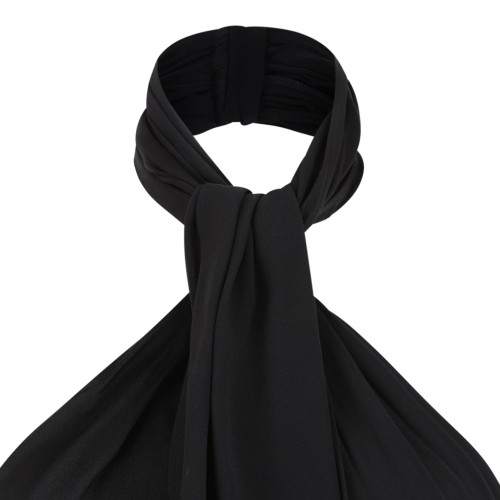 Black Knot-Detail Asymmetric Midi Dress