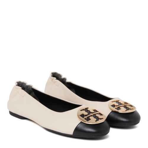 Ivory White and Black Claire Ballerina Shoes