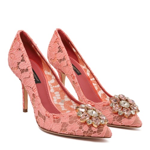 Lace Rainbow Pumps With Brooch Detailing