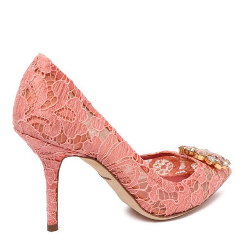 Lace Rainbow Pumps With Brooch Detailing