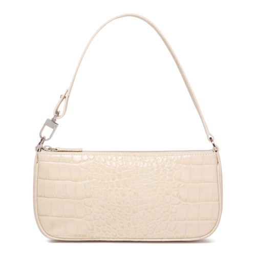 Cream Rachel Crocodille-Effect Shoulder Bag
