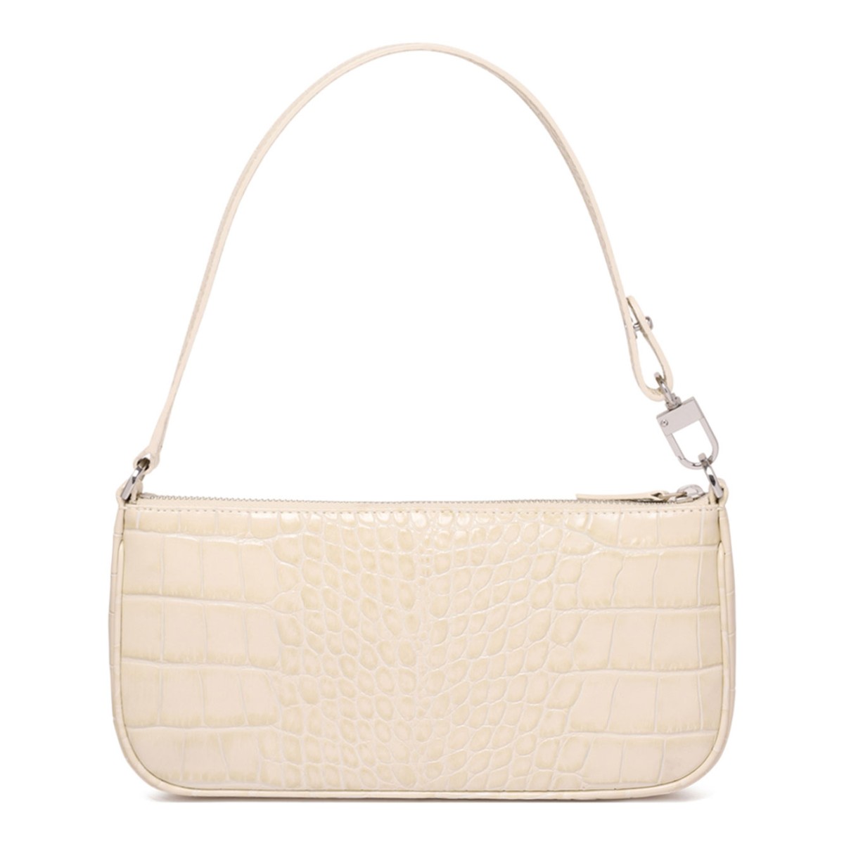 Cream Rachel Crocodille-Effect Shoulder Bag