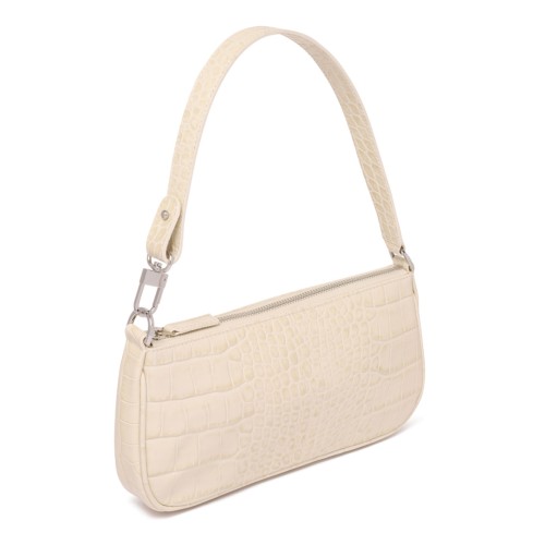Cream Rachel Crocodille-Effect Shoulder Bag