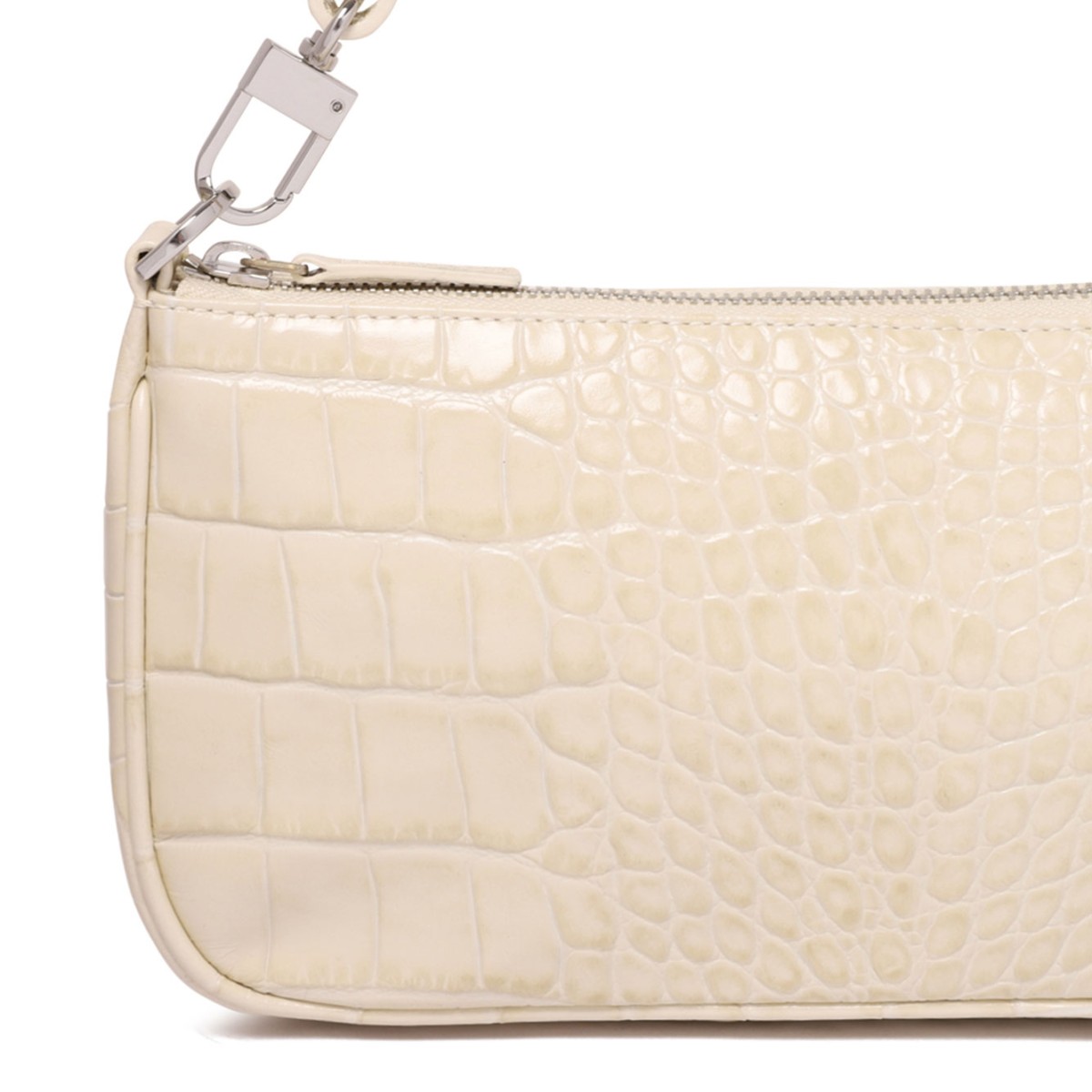 Cream Rachel Crocodille-Effect Shoulder Bag