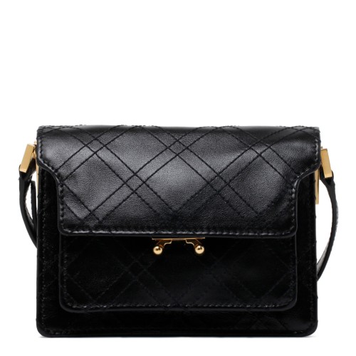 Black Calf Leather Truck Shoulder Bag