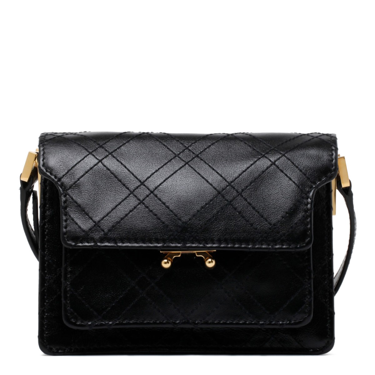 Black Calf Leather Truck Shoulder Bag