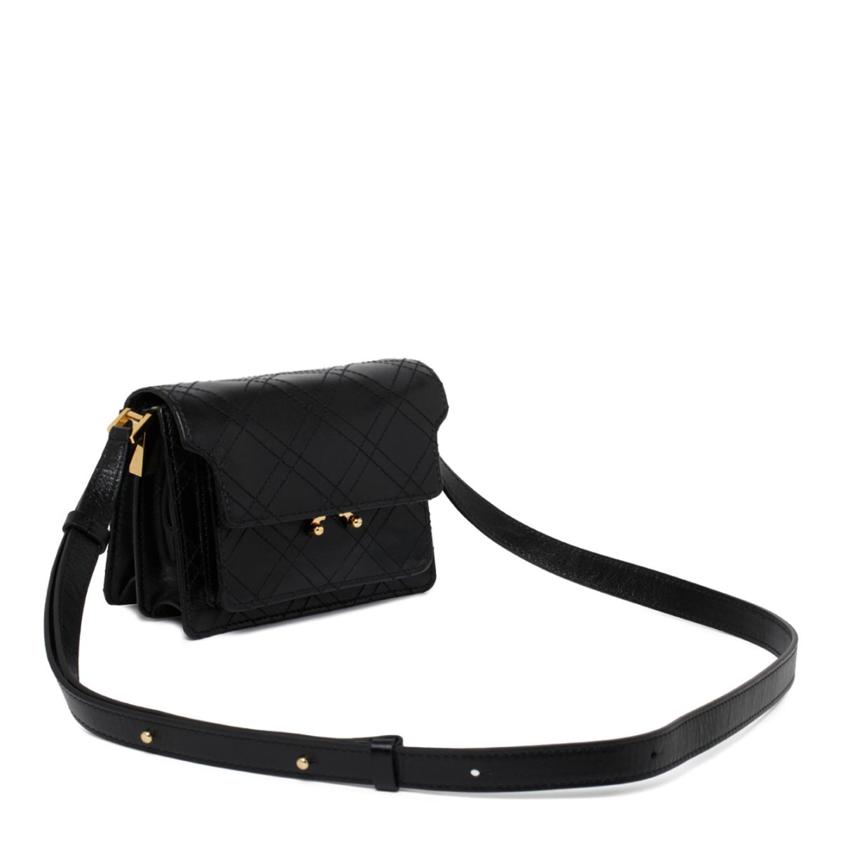 Black Calf Leather Truck Shoulder Bag
