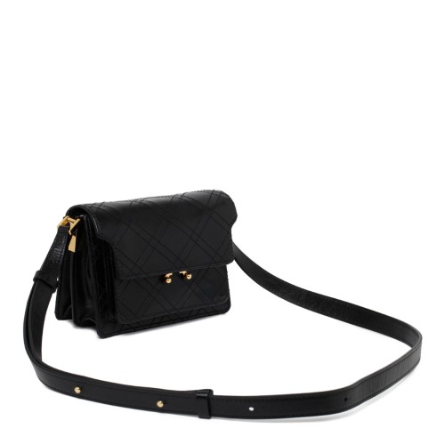 Black Calf Leather Truck Shoulder Bag
