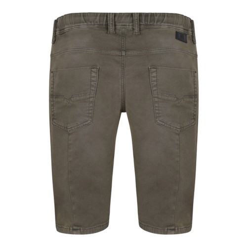 Khaki Green Drawstring Waist Denim Shorts 2