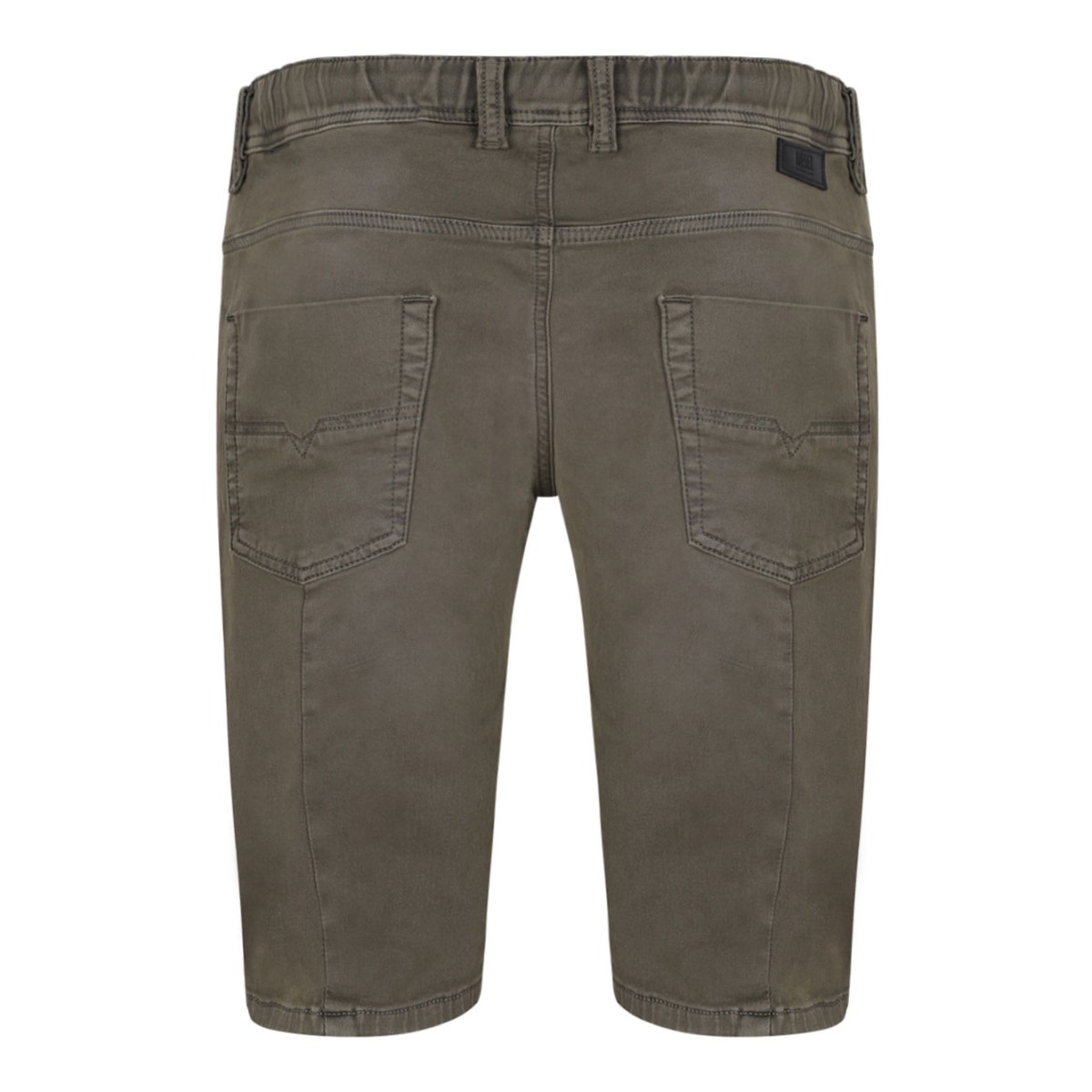 Khaki Green Drawstring Waist Denim Shorts