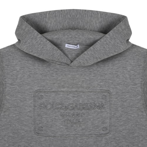 Grey Logo Print Hoodie
