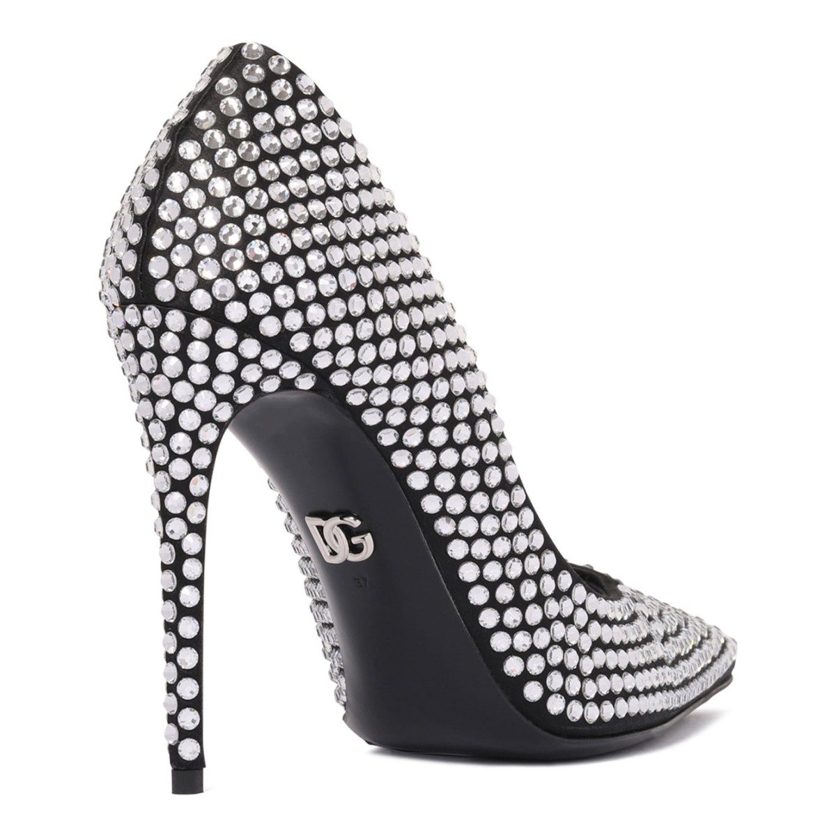 Black Rhinestone Embellished Pumps
