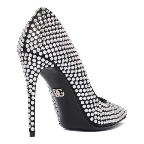 Black Rhinestone Embellished Pumps