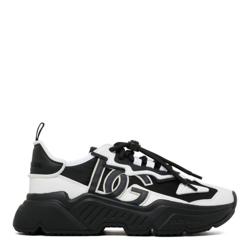 Black and White Leather Day Master Sneakers