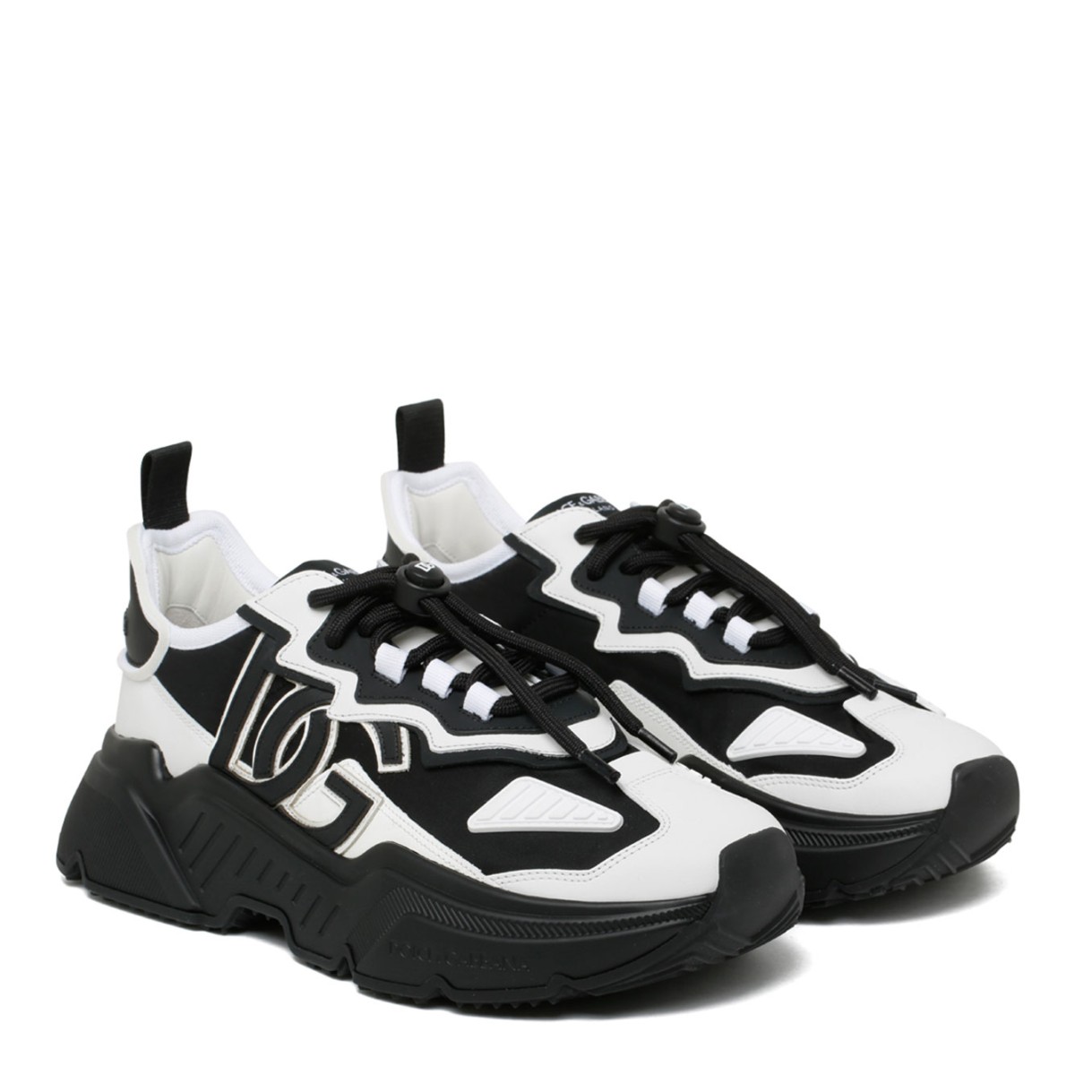 Black and White Leather Day Master Sneakers