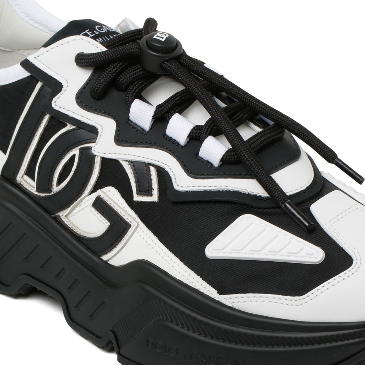 Black and White Leather Day Master Sneakers