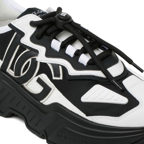 Black and White Leather Day Master Sneakers