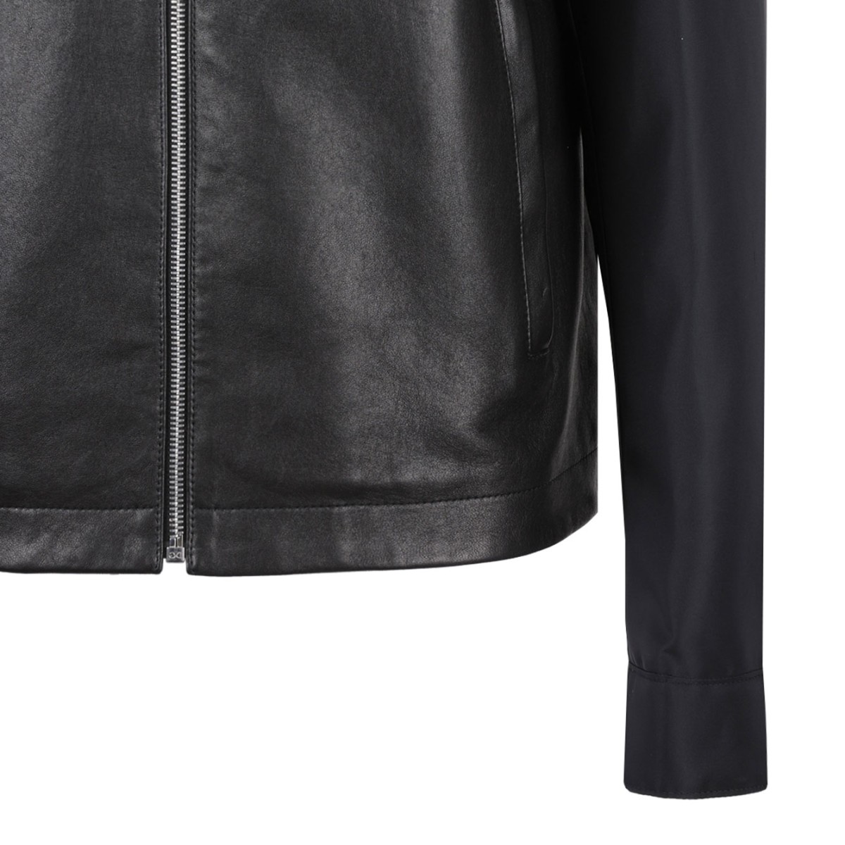 Black Logo-Plaque Leather Jacket