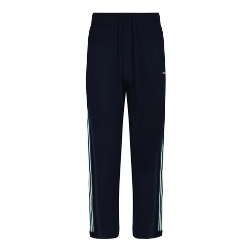 Navy Blue Embroidered Logo Pants