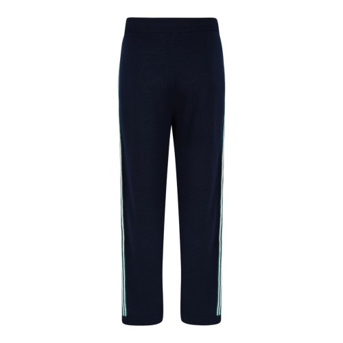 Navy Blue Embroidered Logo Pants
