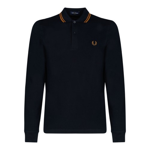 Navy Blue and Brown Polo Shirt