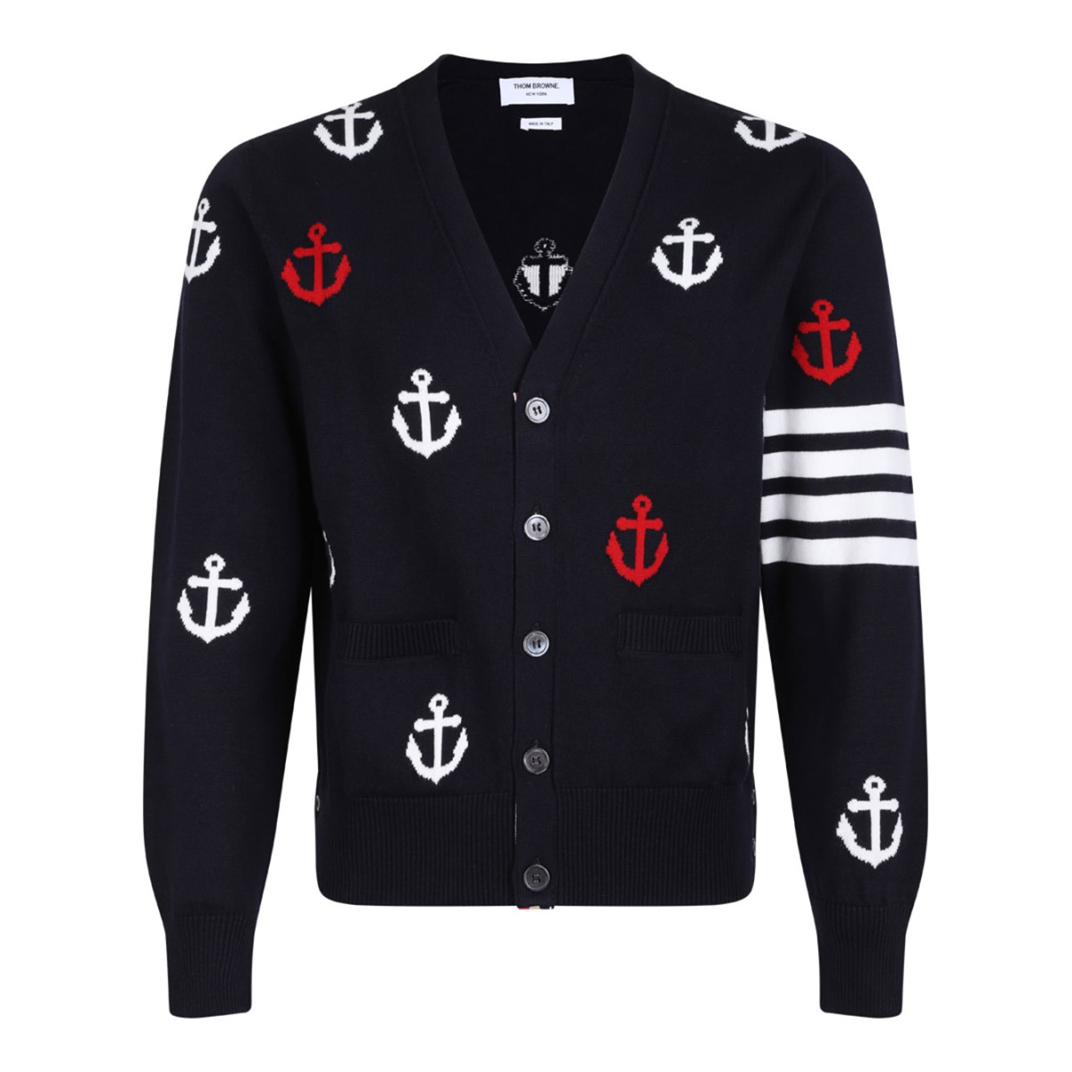 Navy Blue 4-Bar Anchor Cardigan