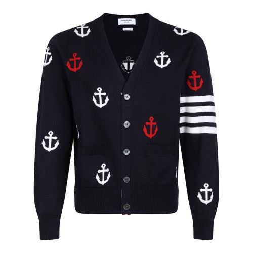 Navy Blue 4-Bar Anchor Cardigan