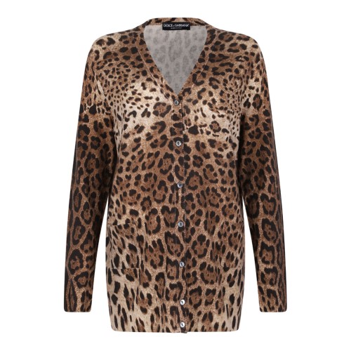 Leopard-Print Cashmere Cardigan