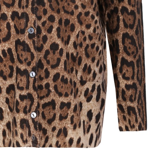 Leopard-Print Cashmere Cardigan