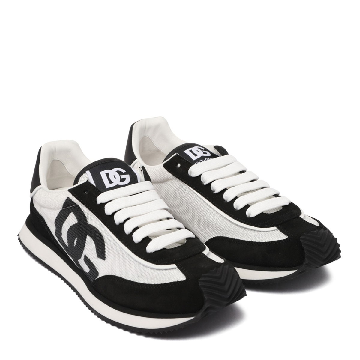 White and Black DG Cushion Sneakers