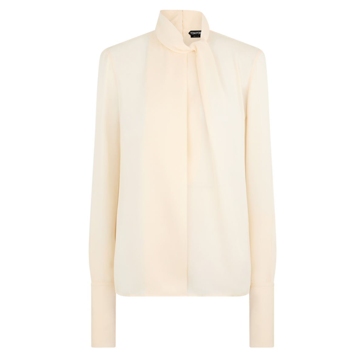 Ivory Washed Silk Georgette Long Sleeve Blouse